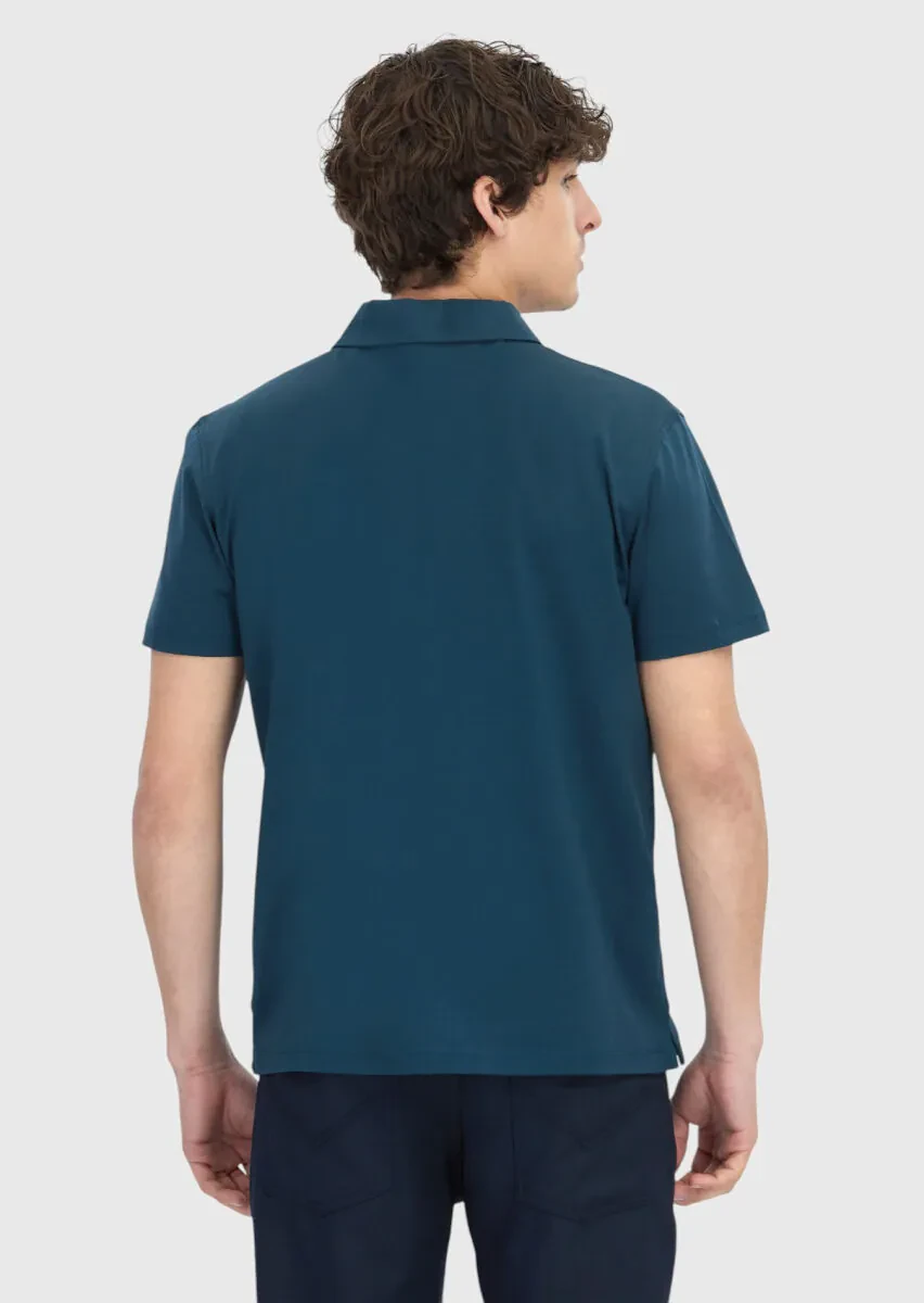 Petrol Düz Polo Yaka %100 Pamuk T-Shirt - 5