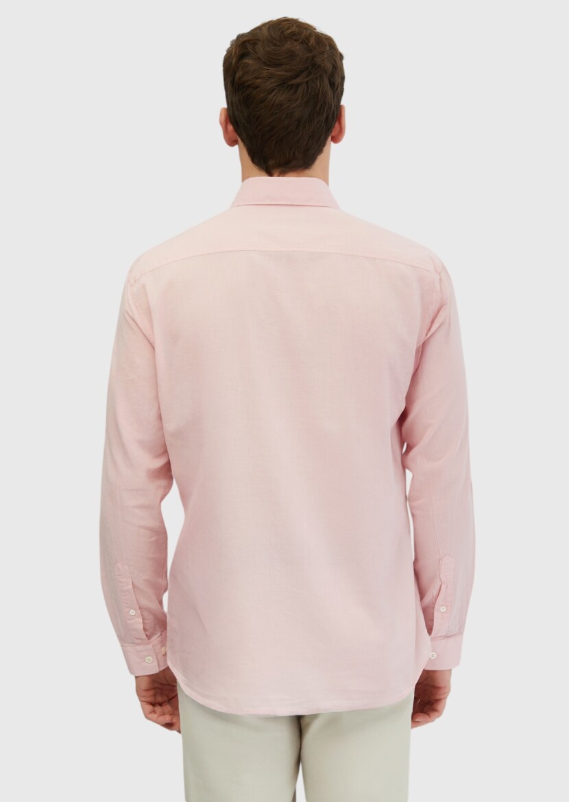 Pink Plain Casual Fit Weaving Casual 100% Cotton Shirt - RAMSEY