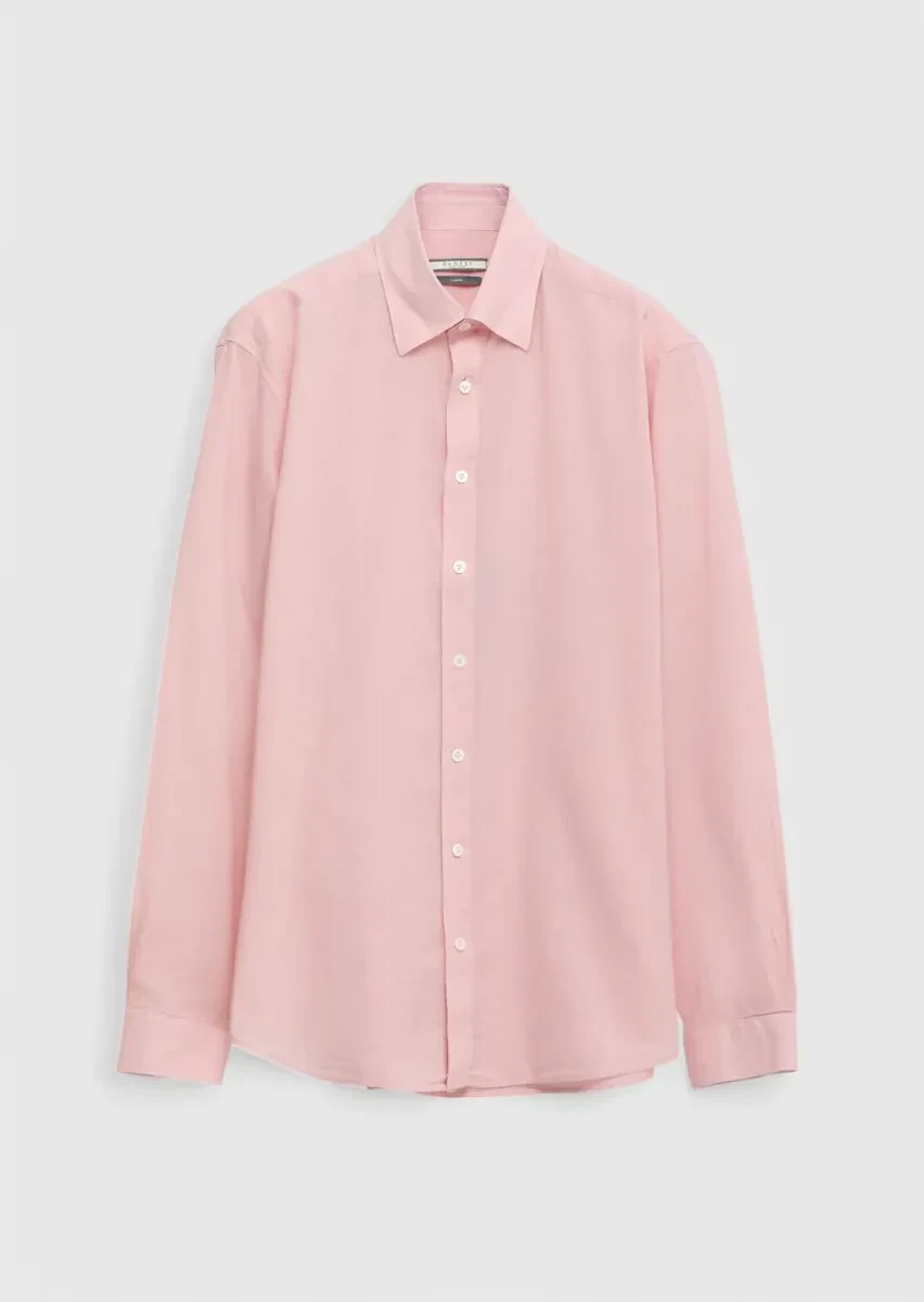 Pink Plain Casual Fit Weaving Casual 100% Cotton Shirt - 6