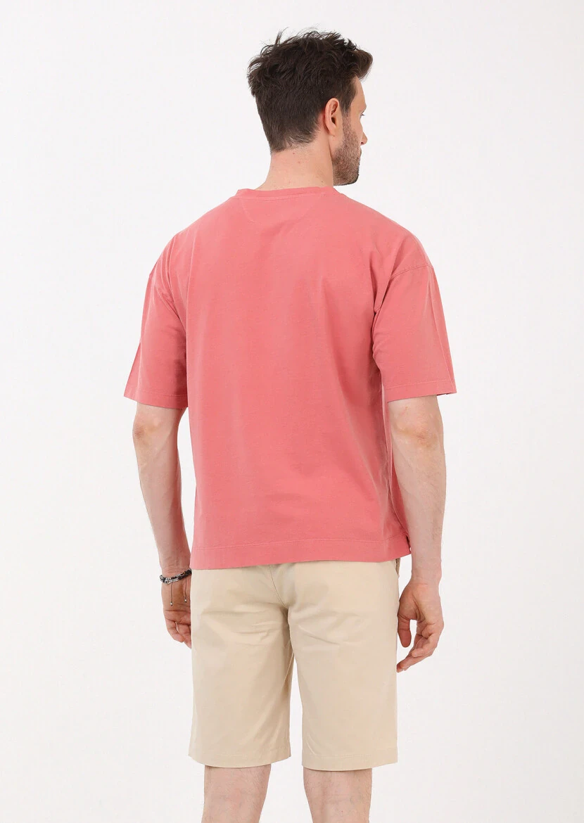 Pink Plain Crew Neck 100% Cotton T-Shirt - 4