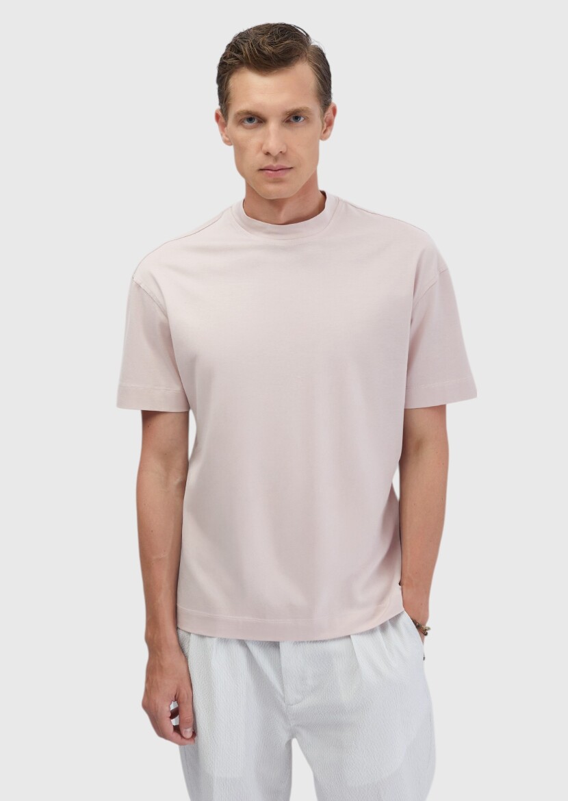 Pink Plain Crew Neck 100% Cotton T-Shirt 