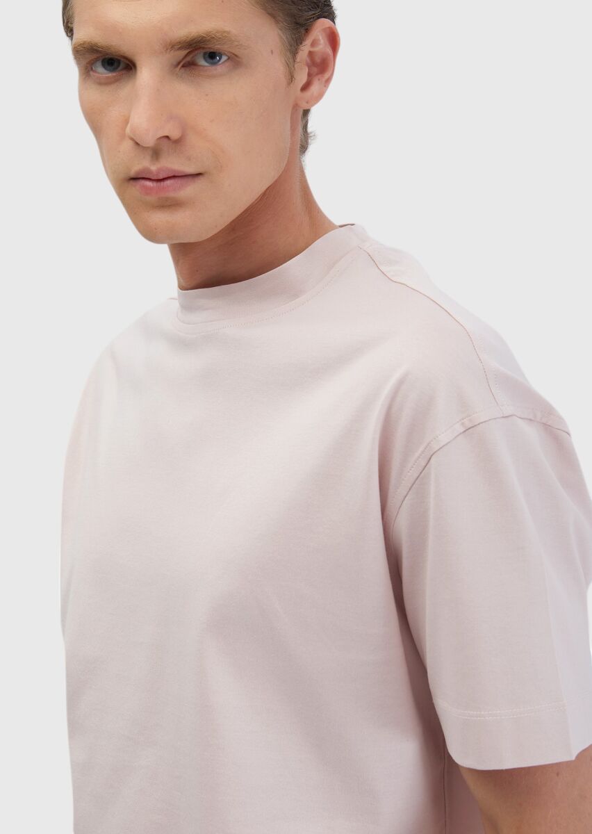 Pink Plain Crew Neck 100% Cotton T-Shirt - 4