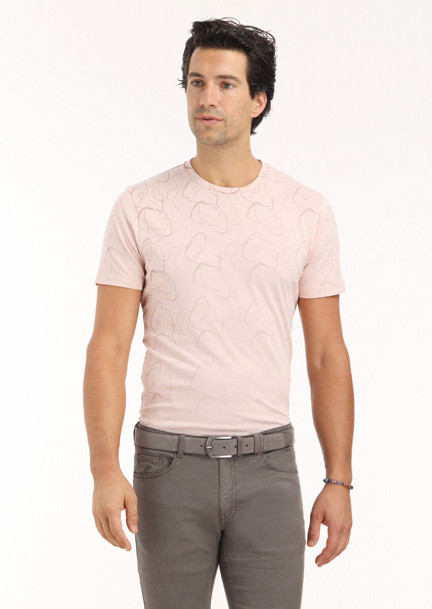 Pink Printed Crew Neck 100% Cotton T-Shirt - 3