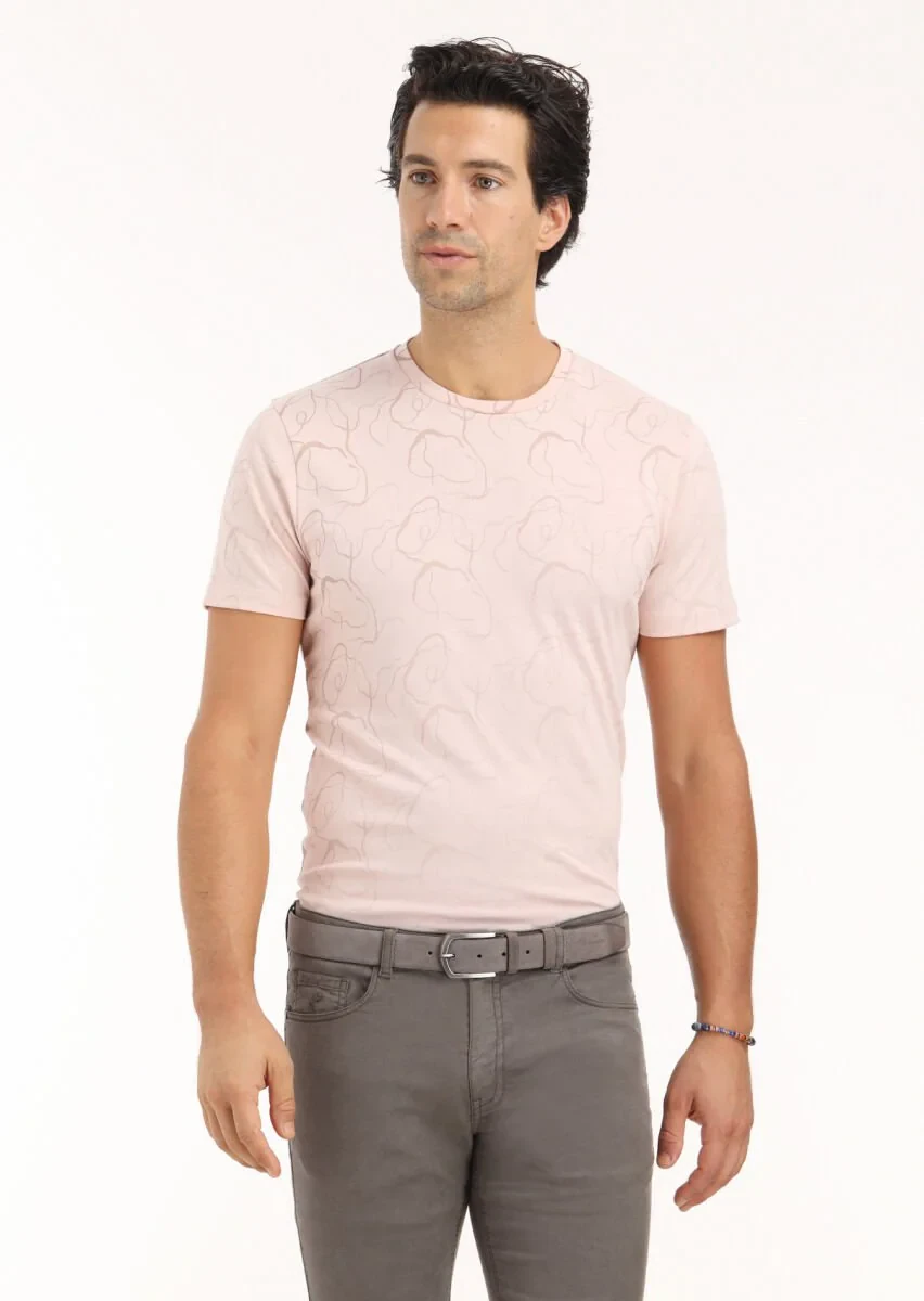 Pink Printed Crew Neck 100% Cotton T-Shirt - 3