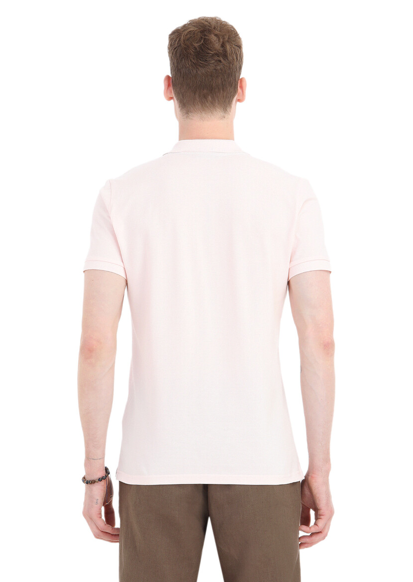 Pink Printed Polo Neck 100% Cotton T-Shirt - 4