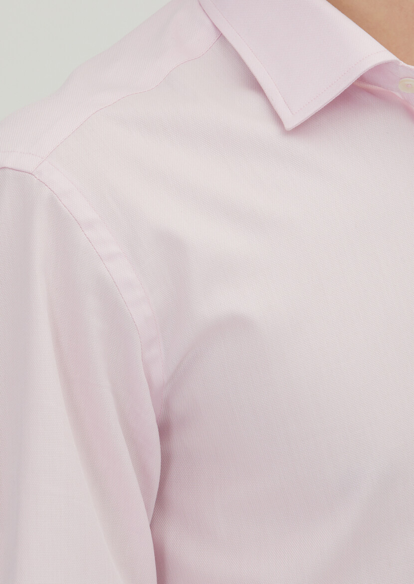 Pink Regular Fit Weaving Classical 100% Cotton Shirt - 3