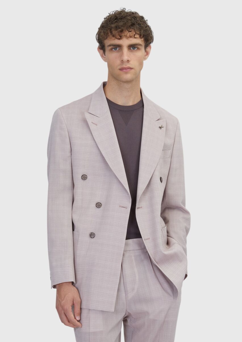 Pink Relaxed Fit Wool Blended Jacket - 1