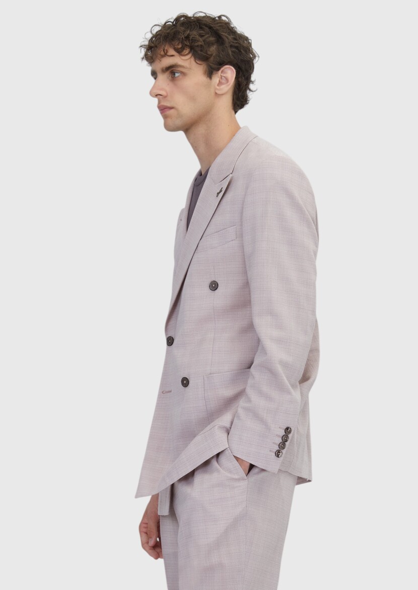 Pink Relaxed Fit Wool Blended Jacket - 3