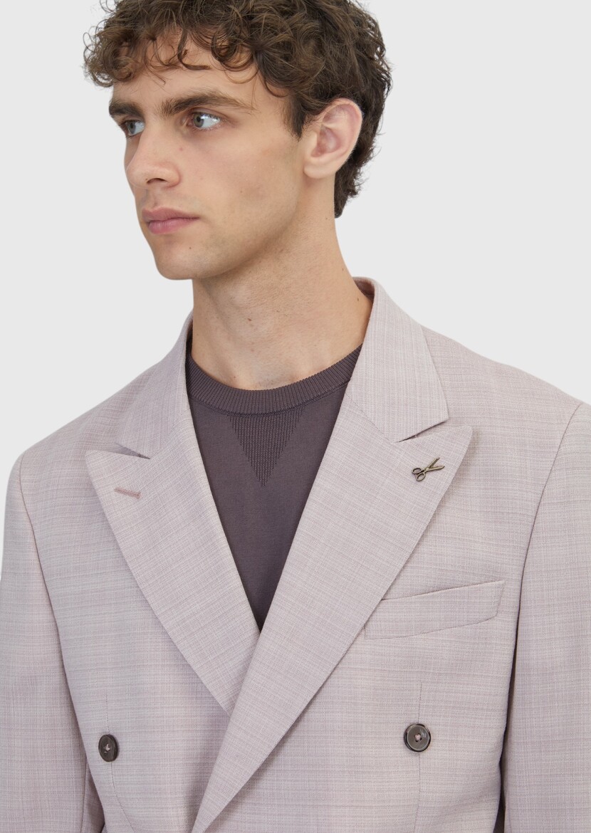 Pink Relaxed Fit Wool Blended Jacket - 4