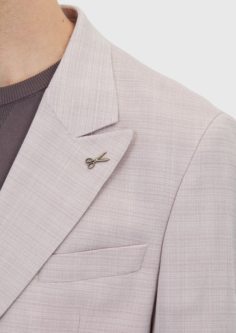 Pink Relaxed Fit Wool Blended Jacket - 6