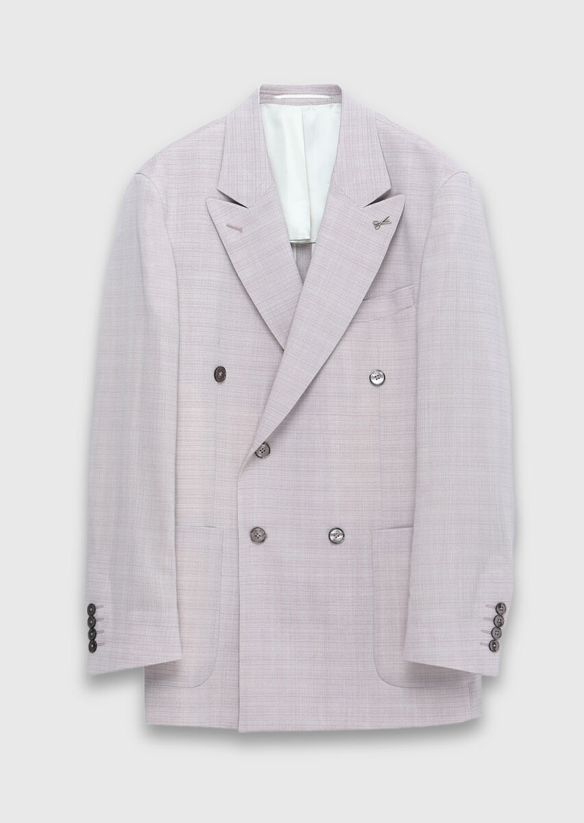 Pink Relaxed Fit Wool Blended Jacket - 8