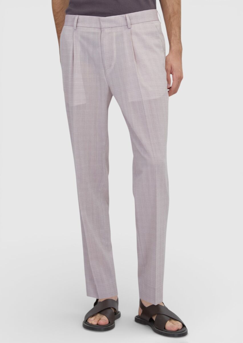Pink Weaving Regular Fit Casual Wool Blended Trousers - 2