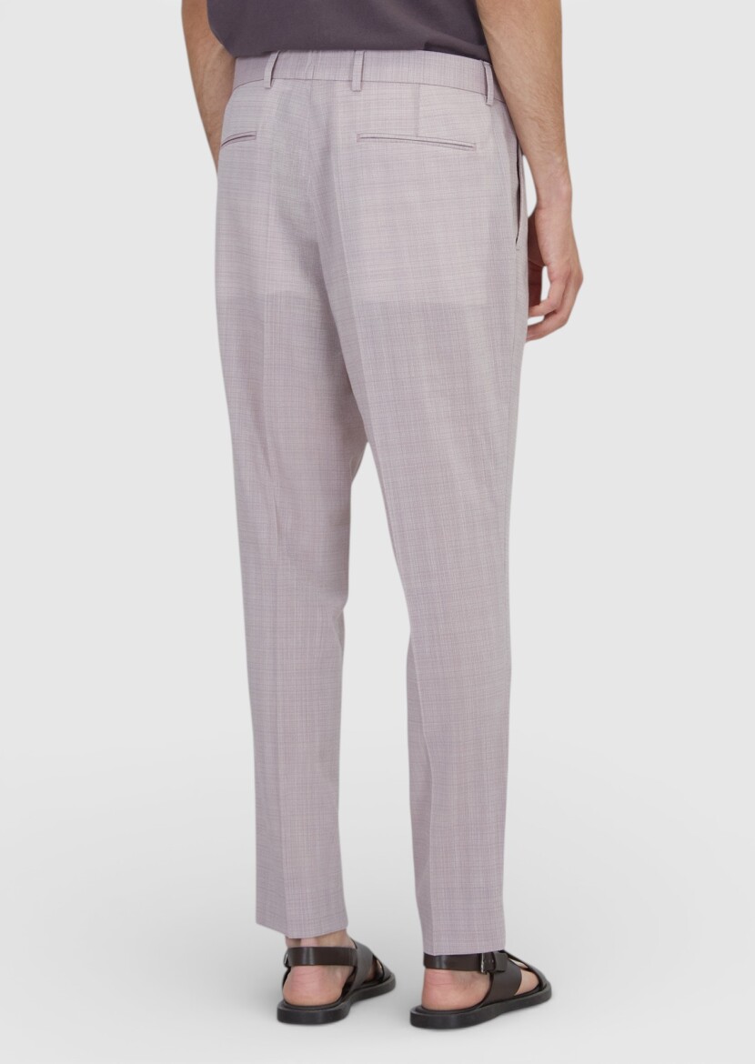 Pink Weaving Regular Fit Casual Wool Blended Trousers - 4