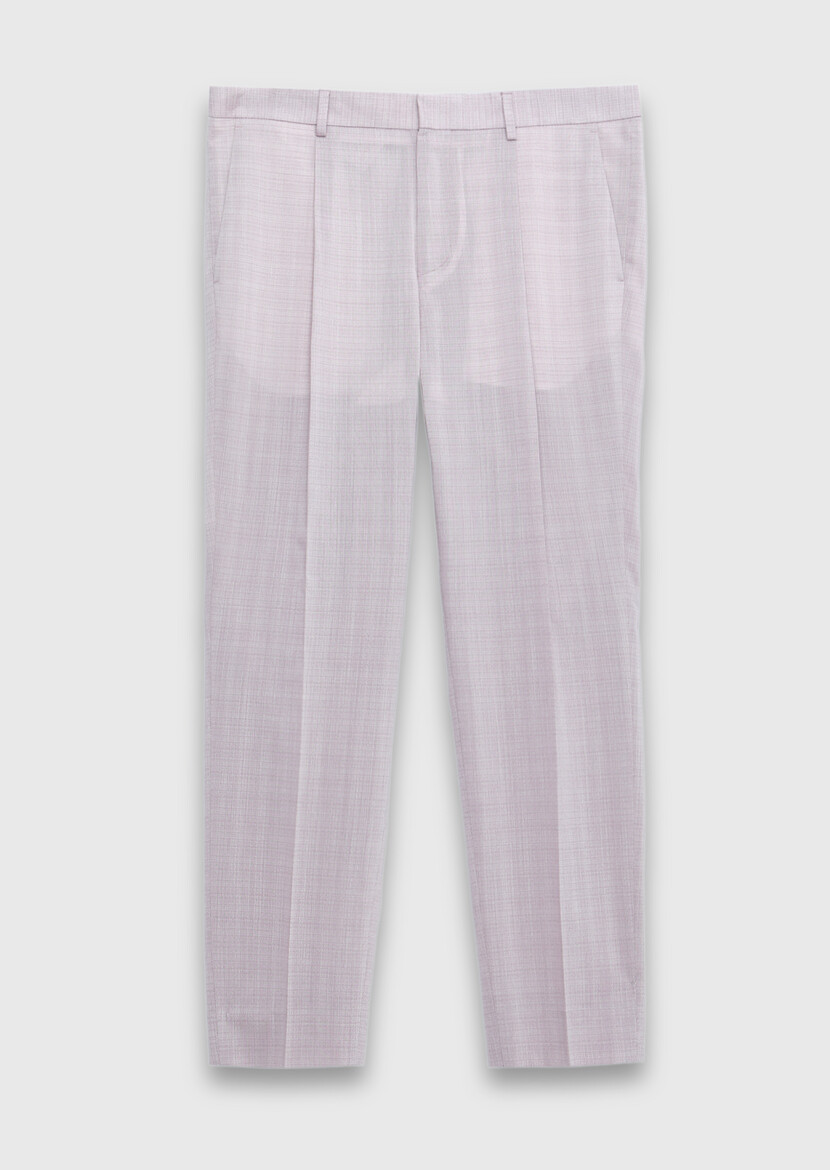 Pink Weaving Regular Fit Casual Wool Blended Trousers - 5