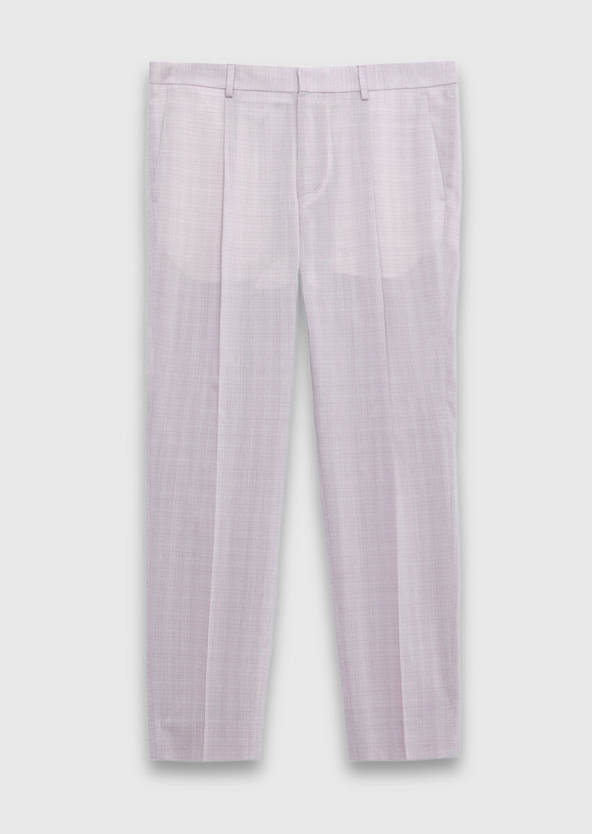 Pink Weaving Regular Fit Casual Wool Blended Trousers - 5