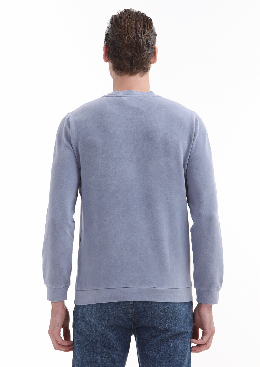Purple Crew Neck Printed Sweatshirt - 3