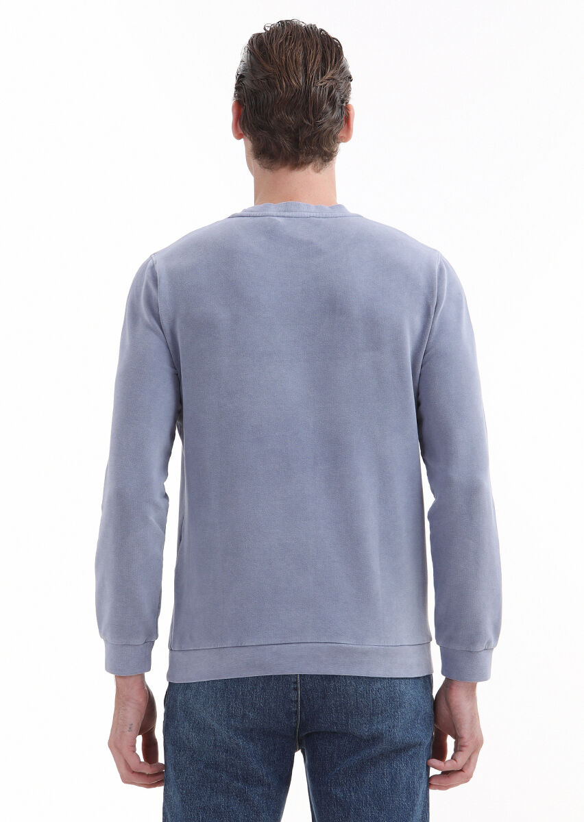 Purple Crew Neck Printed Sweatshirt - 3