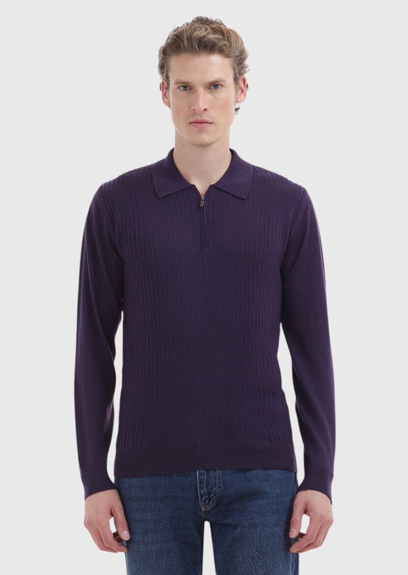 Purple Knitwear Sweatshirt 