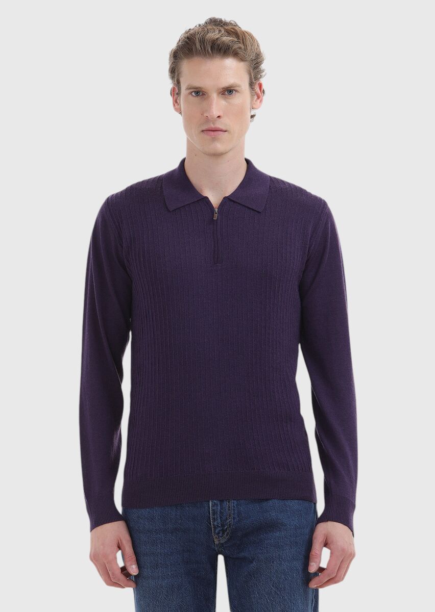 Purple Knitwear Sweatshirt - 2