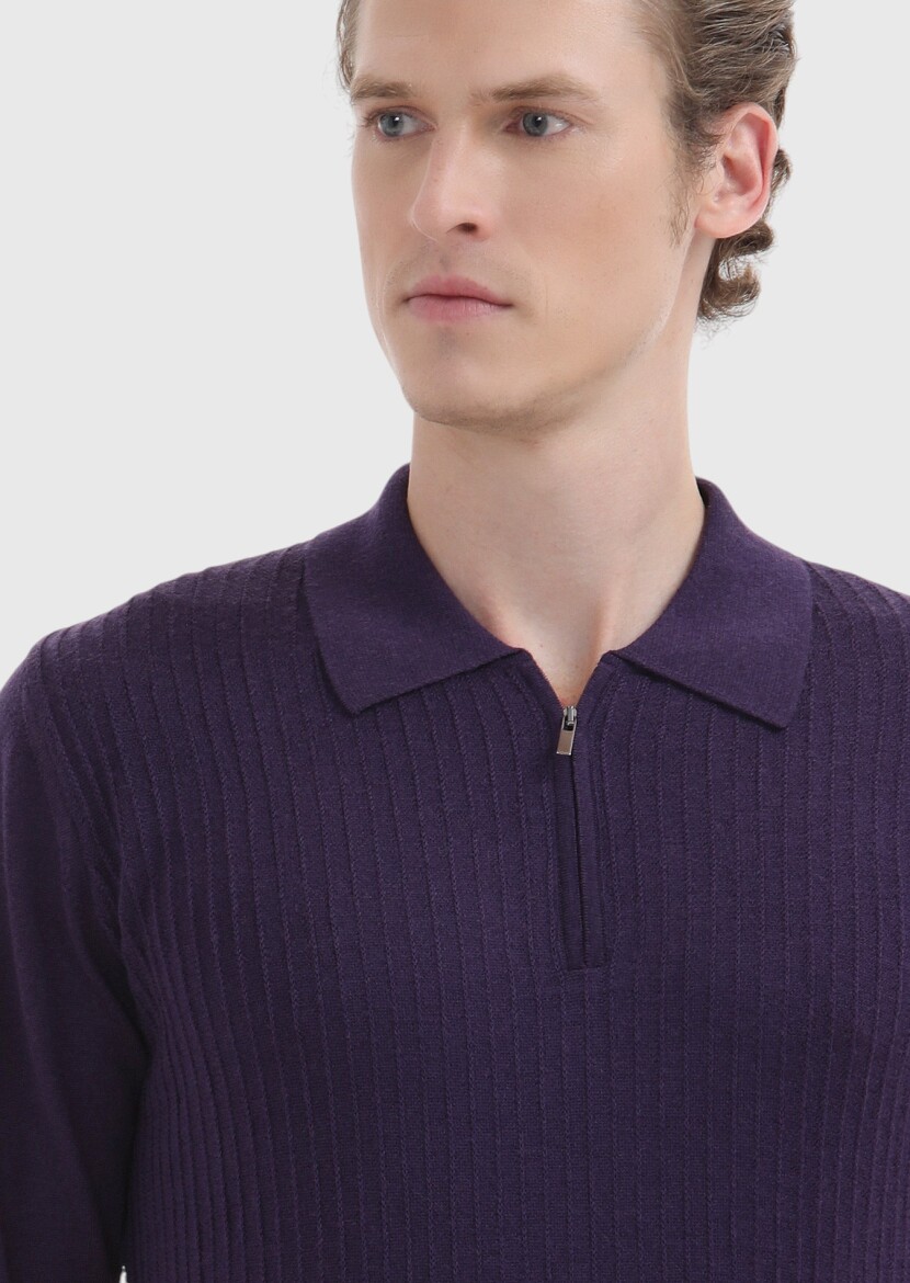 Purple Knitwear Sweatshirt - 3