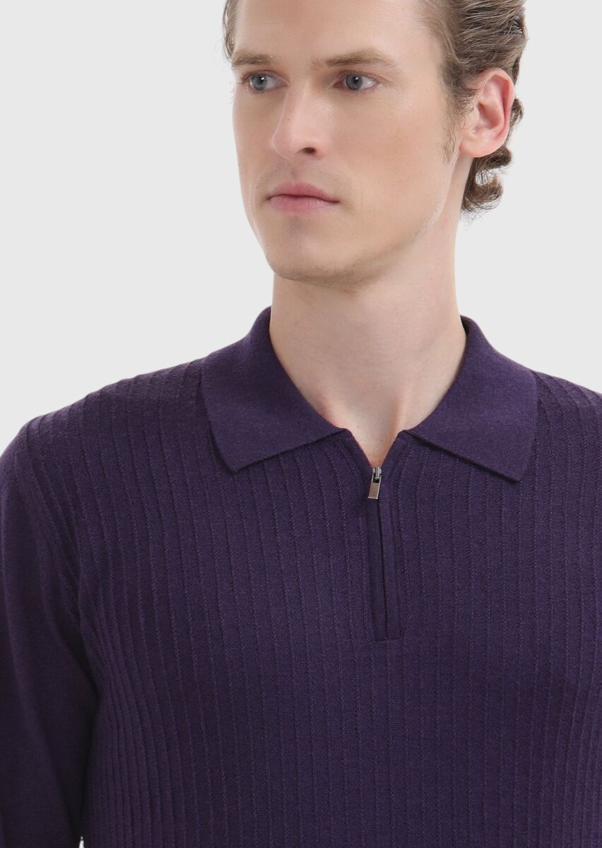 Purple Knitwear Sweatshirt - 3