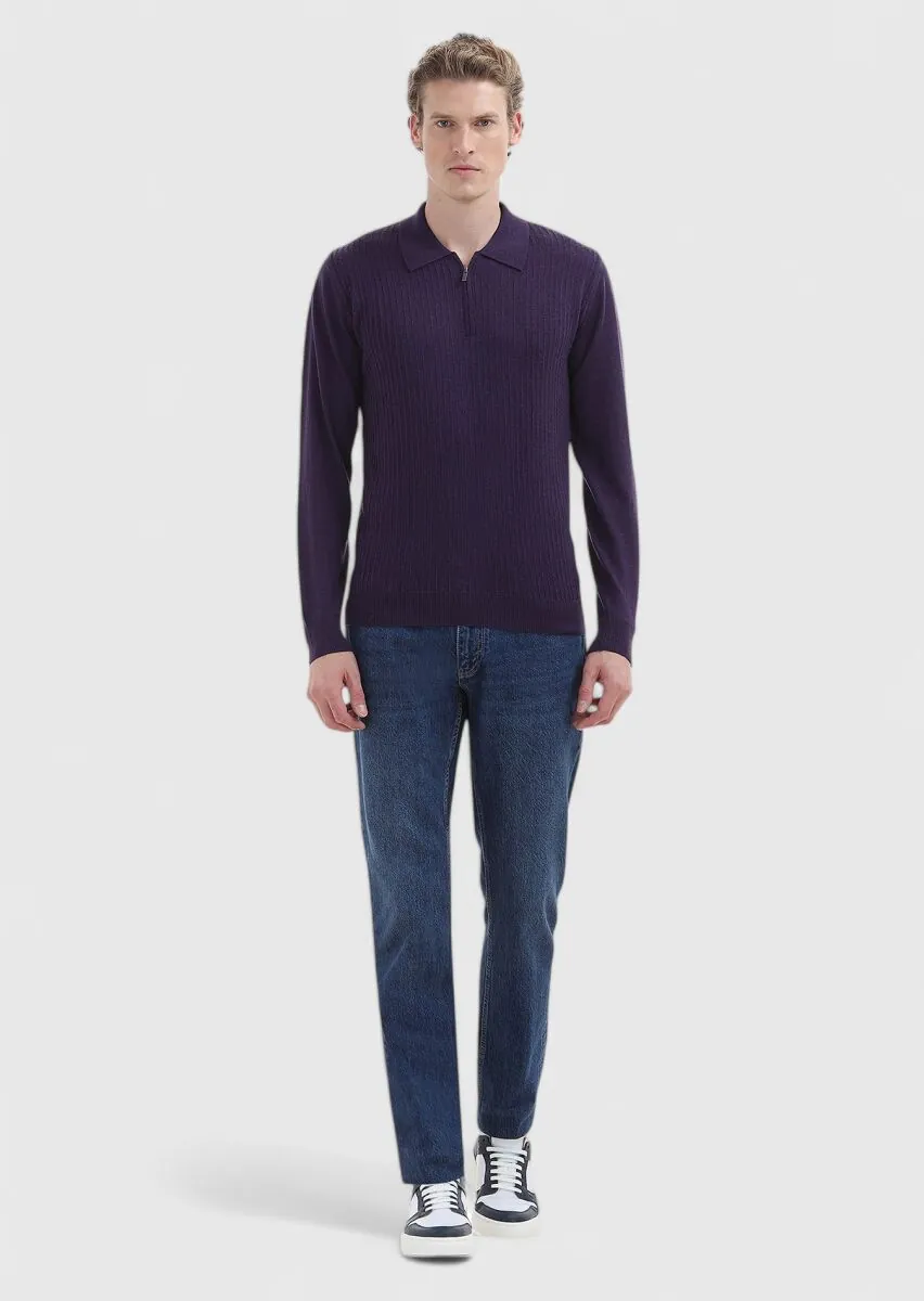 Purple Knitwear Sweatshirt - 1