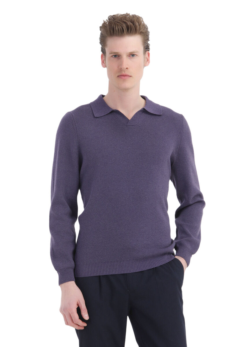 Purple Knitwear Sweatshirt - 1