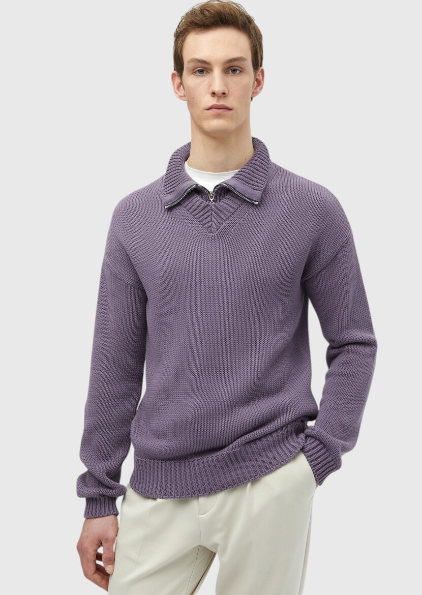 Purple Knitwear Sweatshirt - 1