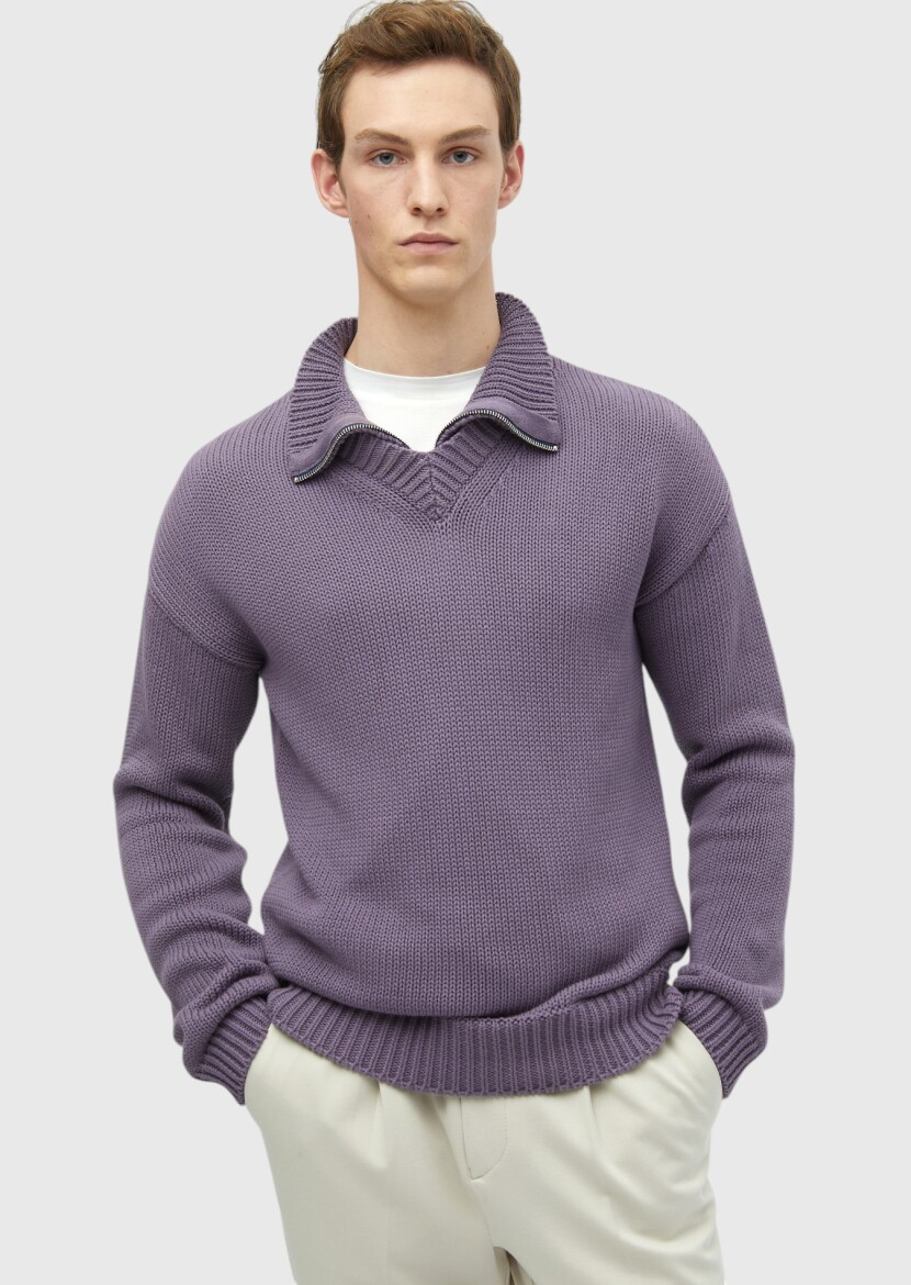 Purple Knitwear Sweatshirt - 3