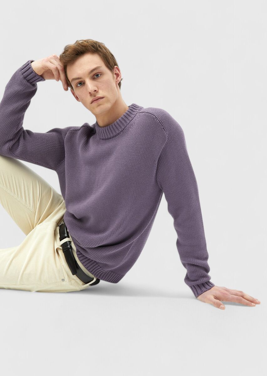 Purple Knitwear Sweatshirt - 1