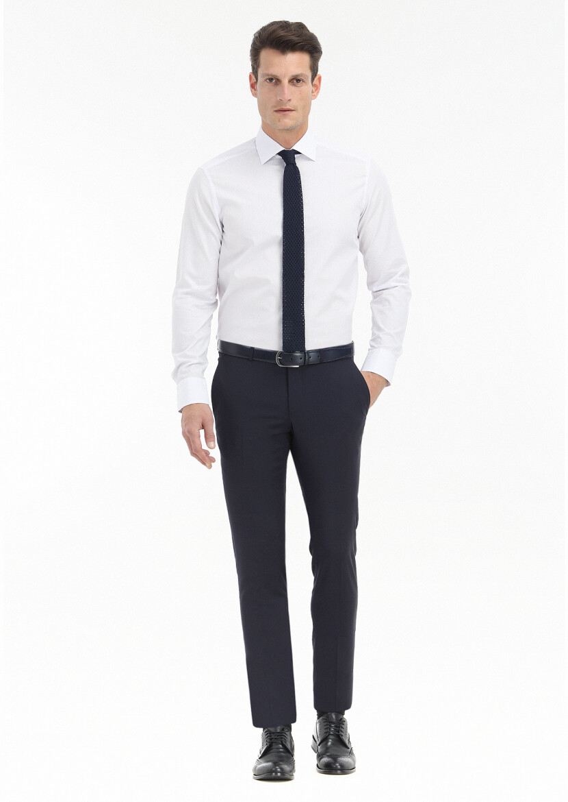 Purple Micro Regular Fit Long Weaving Classical 100% Cotton Shirt - 1