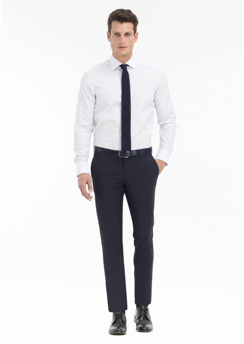 Purple Micro Regular Fit Long Weaving Classical 100% Cotton Shirt - 1