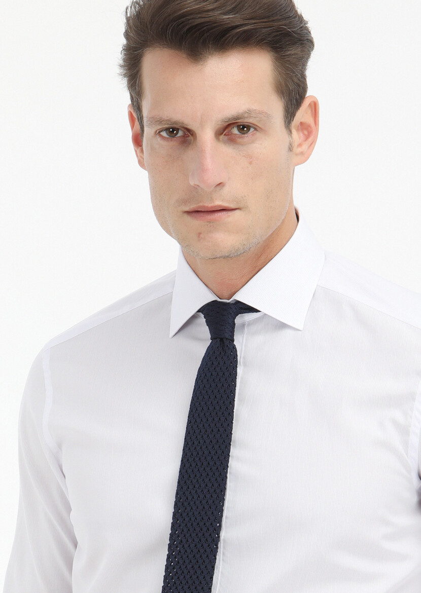 Purple Micro Regular Fit Long Weaving Classical 100% Cotton Shirt - 3