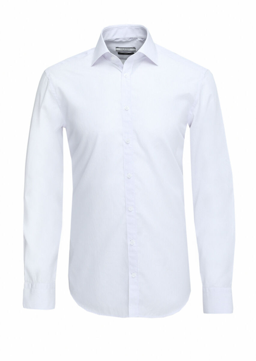 Purple Micro Regular Fit Long Weaving Classical 100% Cotton Shirt - 5