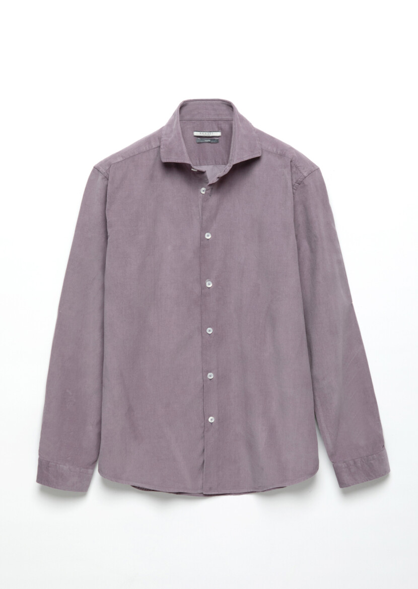 Purple Plain Casual Fit Weaving Casual 100% Cotton Shirt - 7