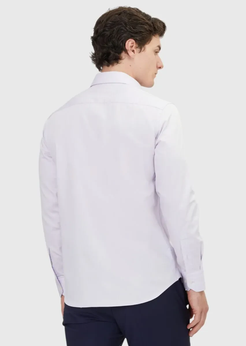 Purple Plain Regular Fit Weaving Classical 100% Cotton Shirt - 5