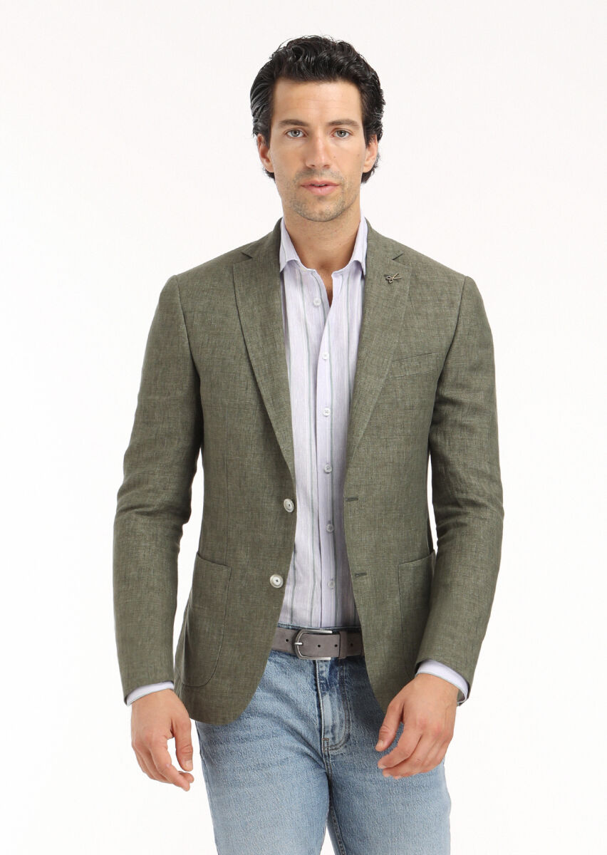 Purple Striped Regular Fit Long Weaving Casual Cotton Blended Shirt - 5