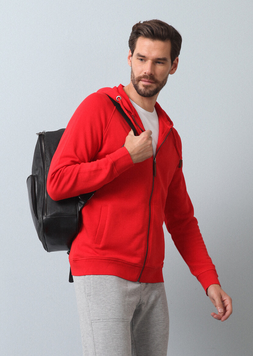 Red Hooded Sweatshirt - 1