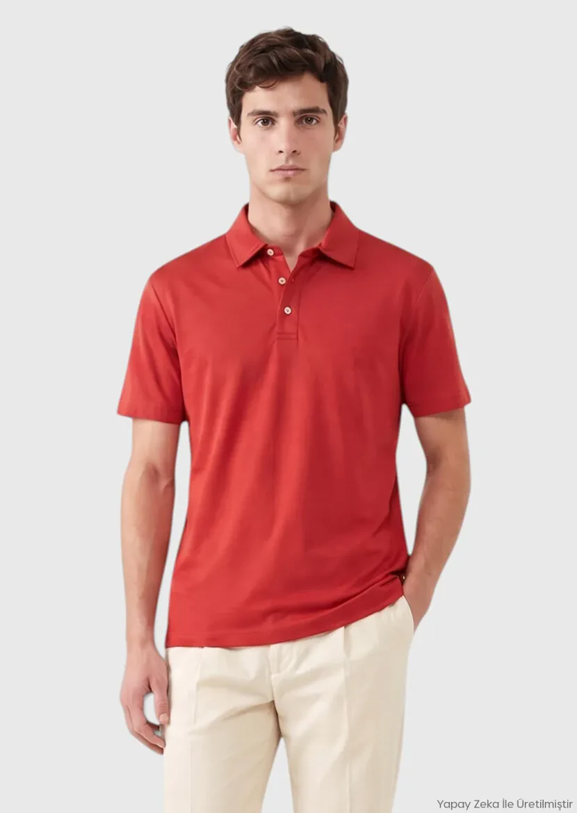 Red Plain Cotton Blended T-Shirt - RAMSEY