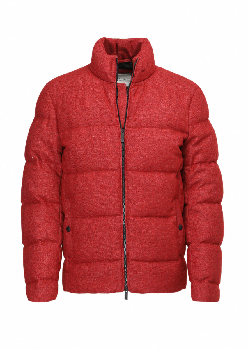 Red Regular Fit Turtleneck Casual Weaving Coat - 9