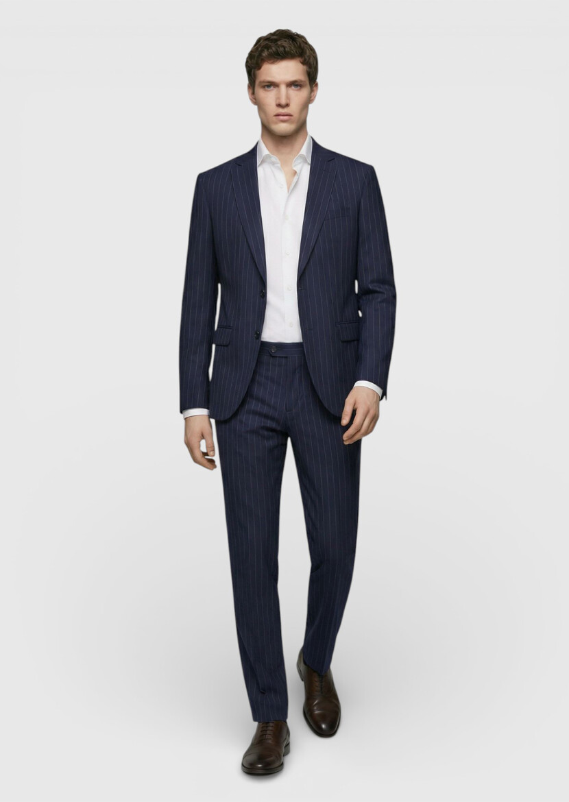 Renkli Zeroweight Slim Fit %100 Yün Takım Elbise - RAMSEY