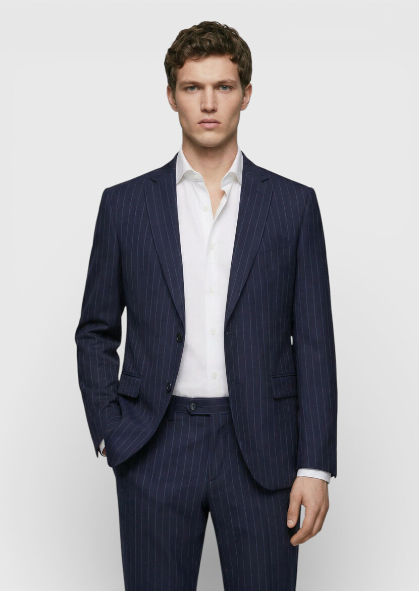 Renkli Zeroweight Slim Fit %100 Yün Takım Elbise - RAMSEY