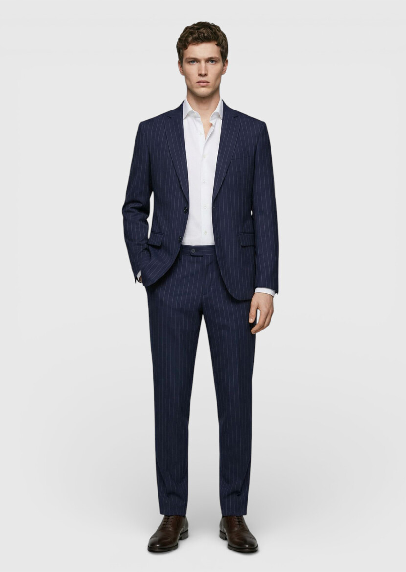 Renkli Zeroweight Slim Fit %100 Yün Takım Elbise - 3