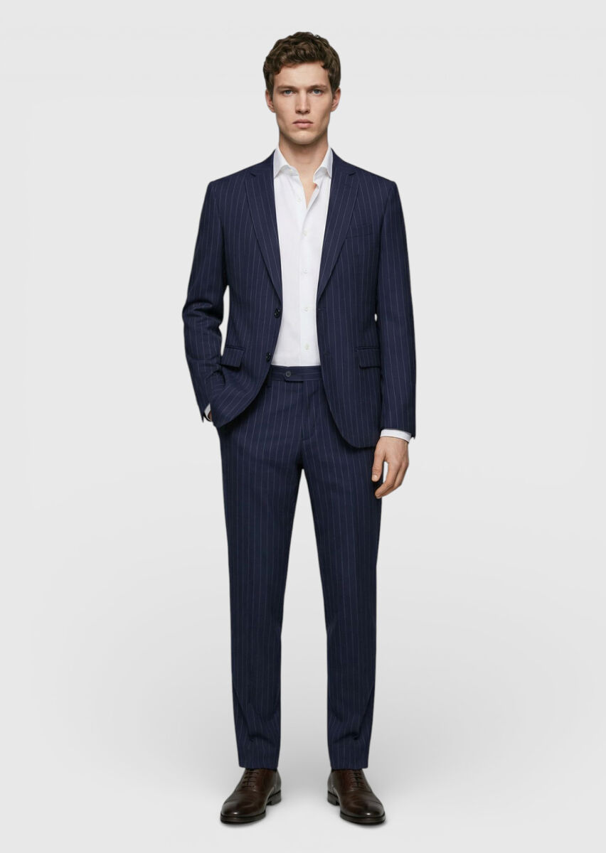 Renkli Zeroweight Slim Fit %100 Yün Takım Elbise - 3