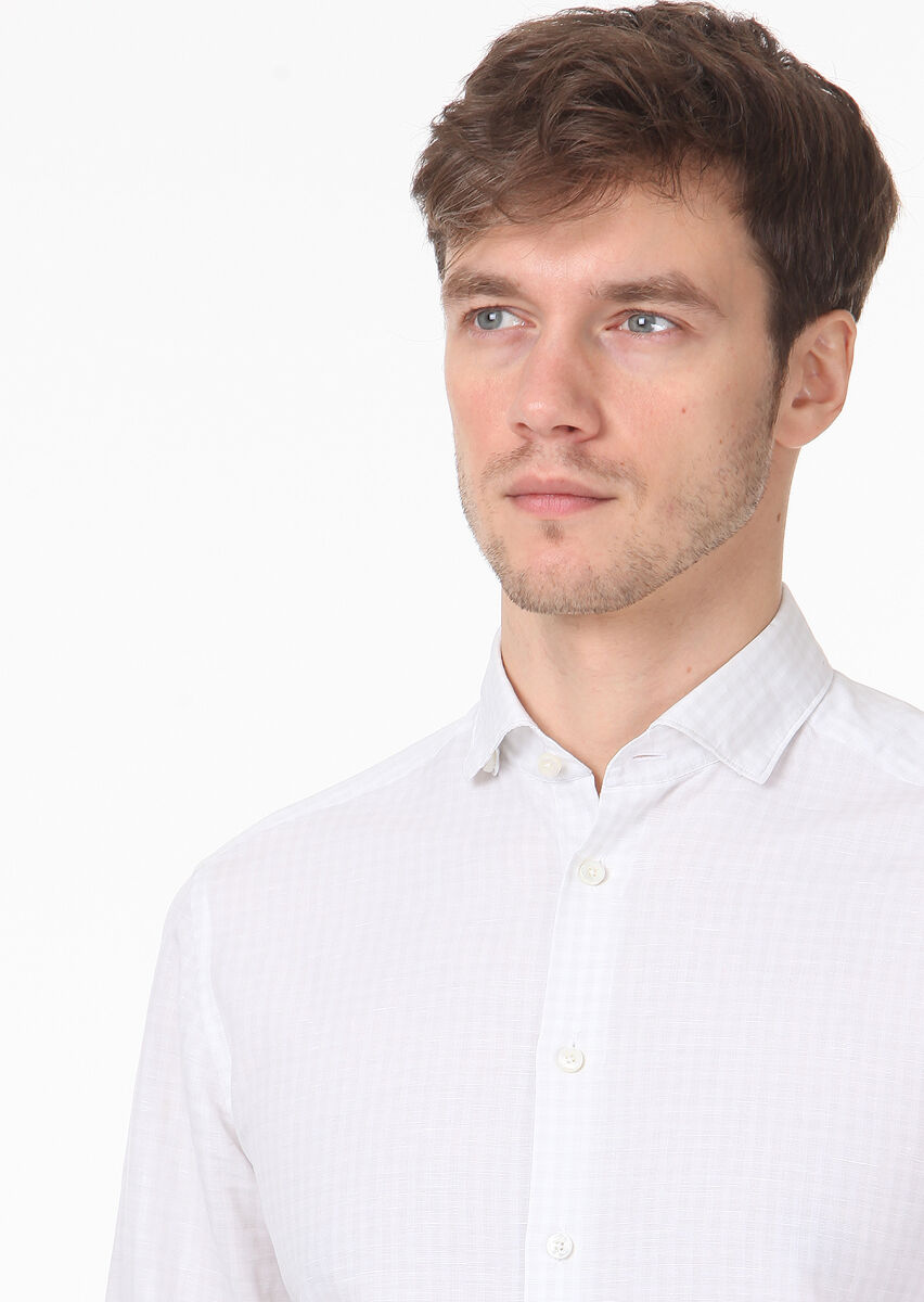 Renksiz Regular Fit Uzun Dokuma Casual %100 Pamuk Gömlek - 2