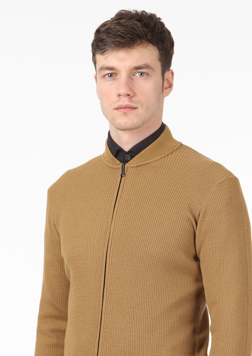 Saffron Jacquard Wool Blended Cardigan - 2