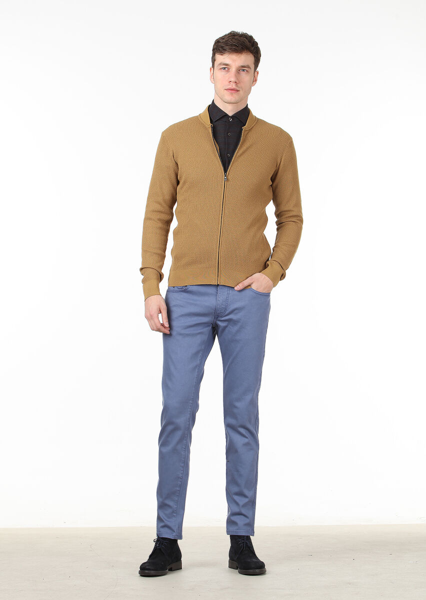 Saffron Jacquard Wool Blended Cardigan - 3