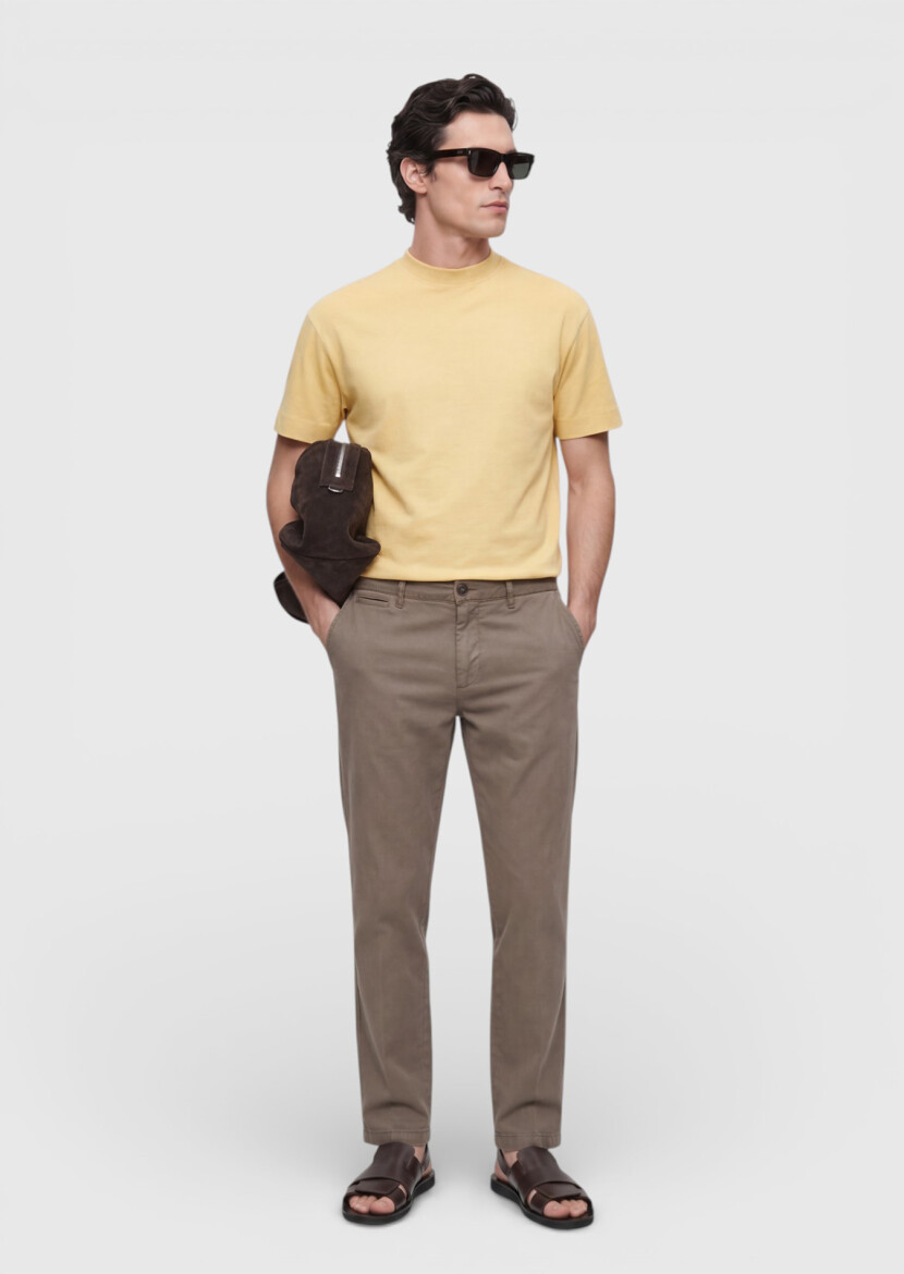 Saffron Plain Crew Neck 100% Cotton T-Shirt - RAMSEY