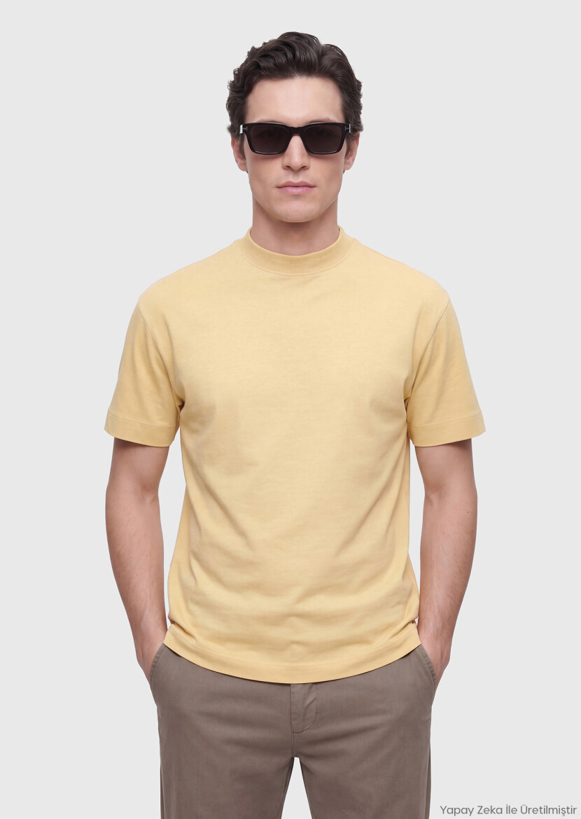 Saffron Plain Crew Neck 100% Cotton T-Shirt 