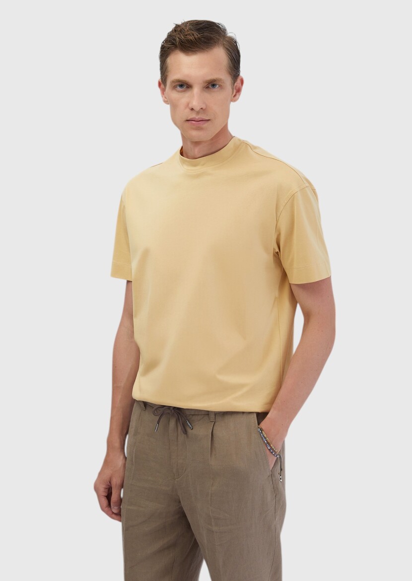 Saffron Plain Crew Neck 100% Cotton T-Shirt 